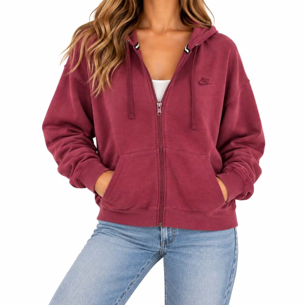 Nike full zip up long sleeve hoodie berry magenta color women M